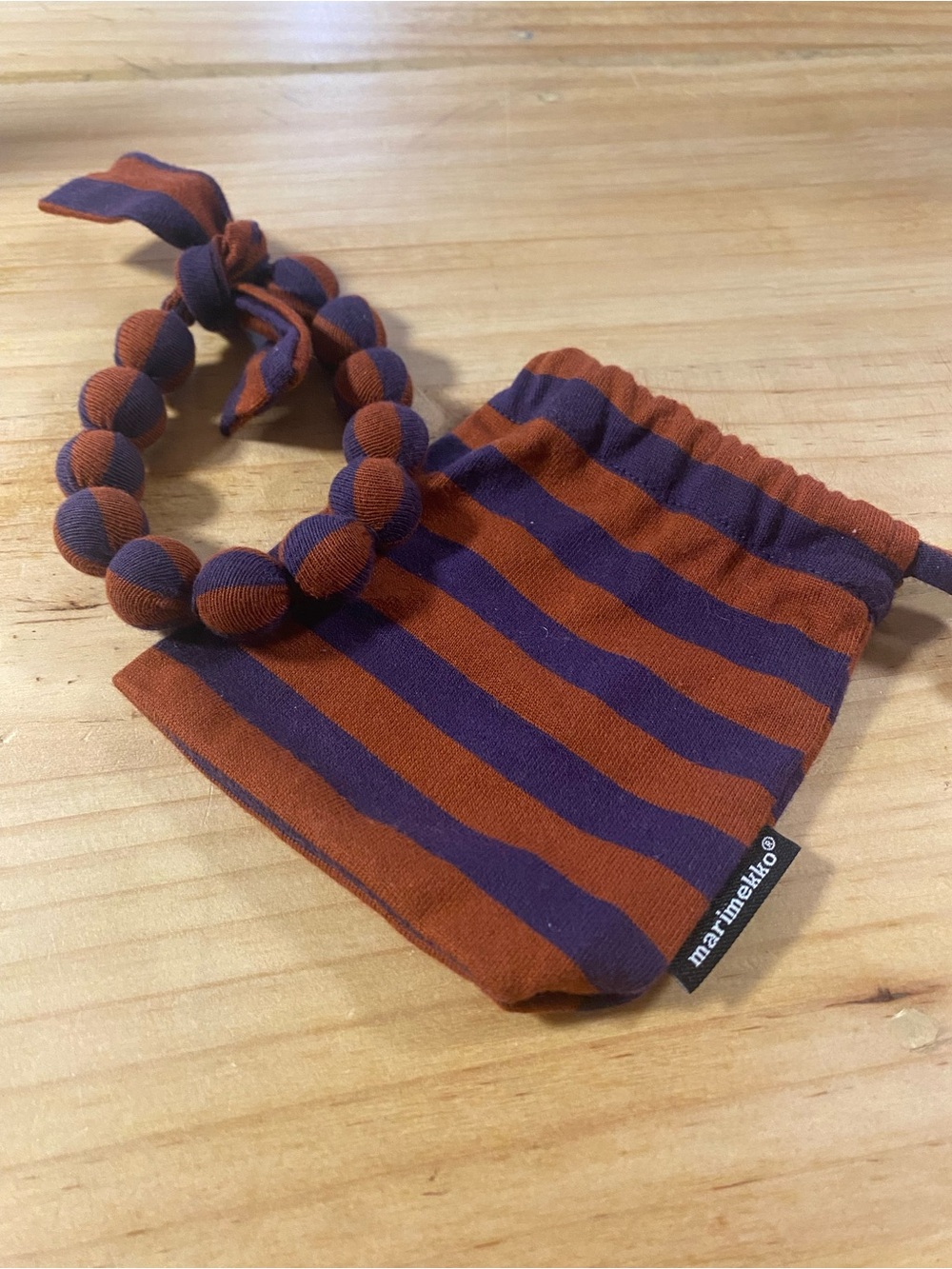 Marimekko Orange and Purple Striped women’s bracelet with Pouch